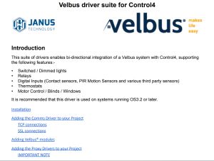 OUT of DATE screen grab from Control4 driver manual for Velbus