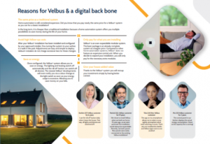 Thumbnail of the A3 architect's presenters document. It shows faces and quotes from customers with an overview of Velbus features